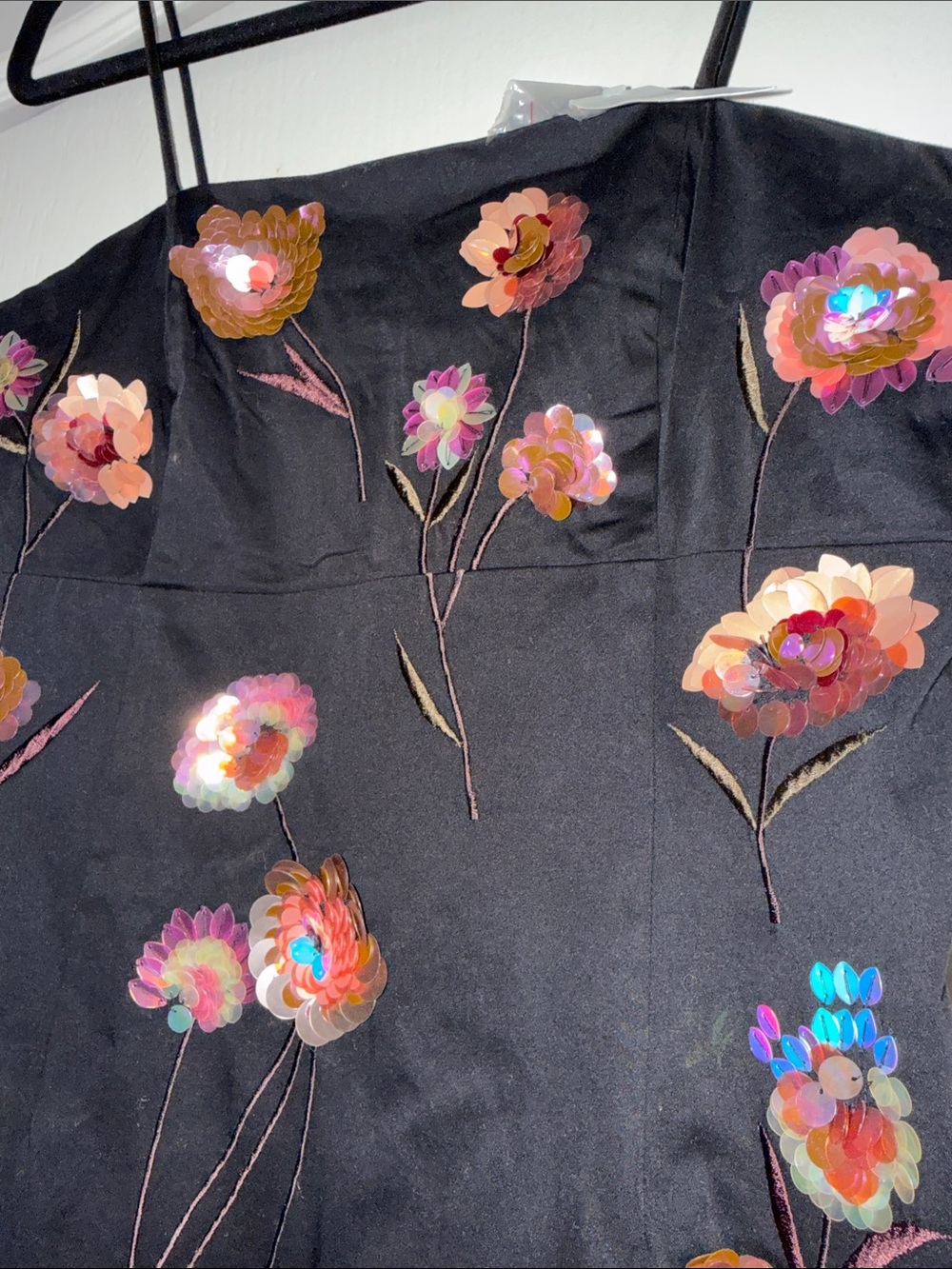 NWT Anthropologie Black Floral Embroidered Spaghetti Strap Dress - Picture 2 of 8